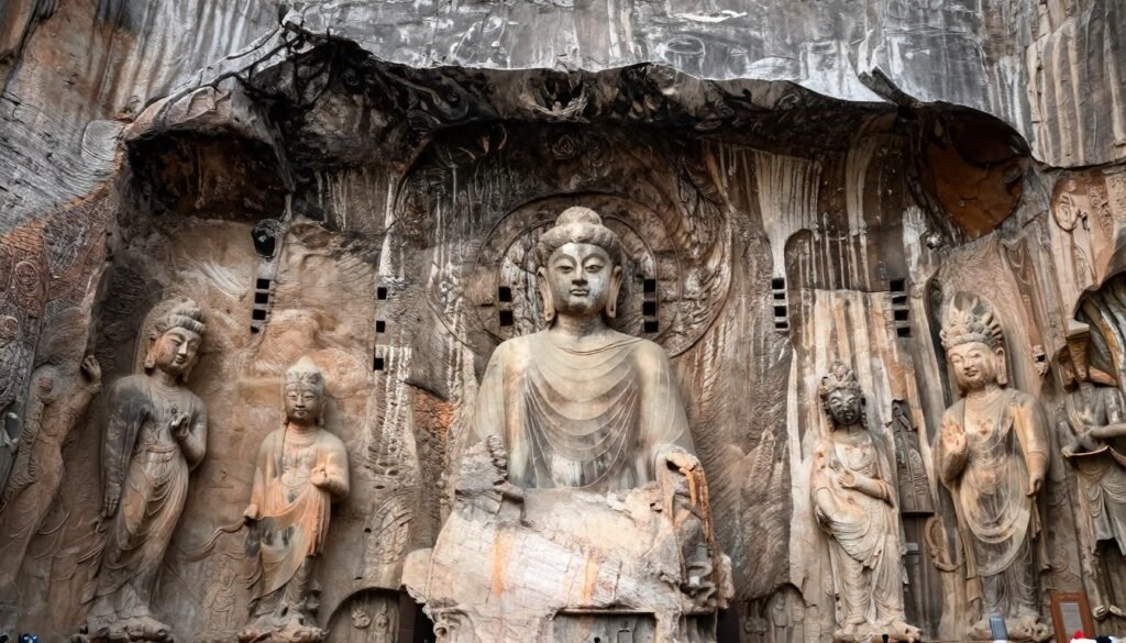 Dazu Rock Carvings ancient Buddhist sculptures on cliff face