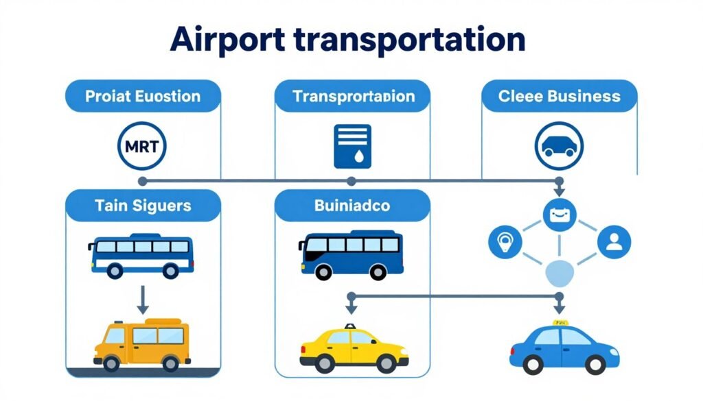 Decision tree infographic for airport transport selection
