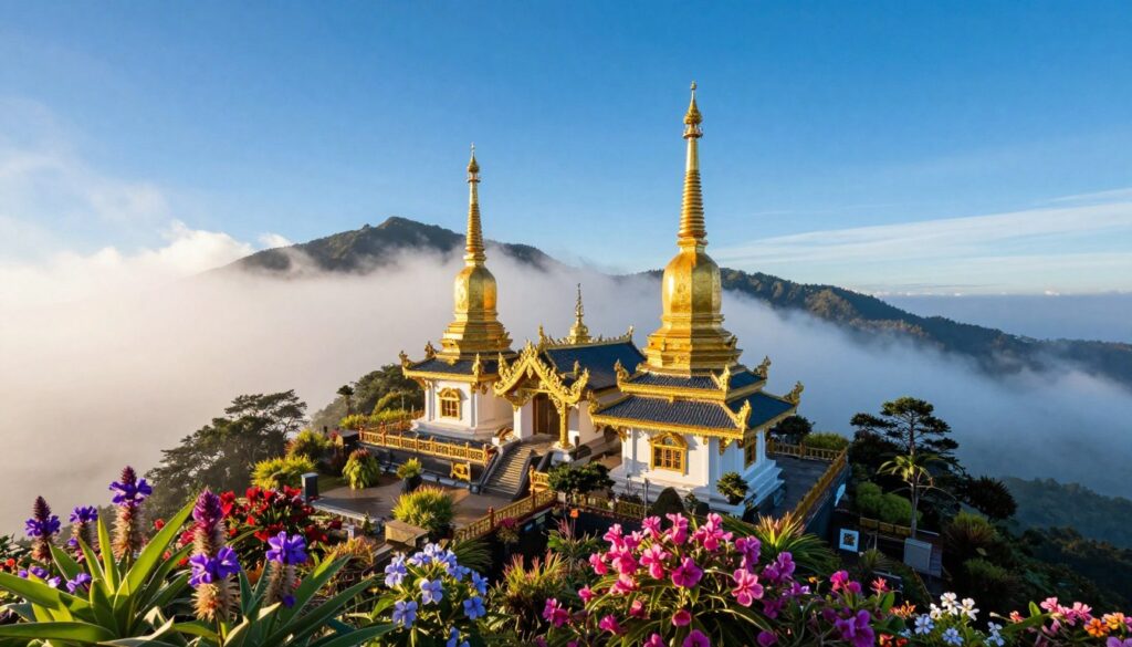 Doi Inthanon National Park summit with twin pagodas