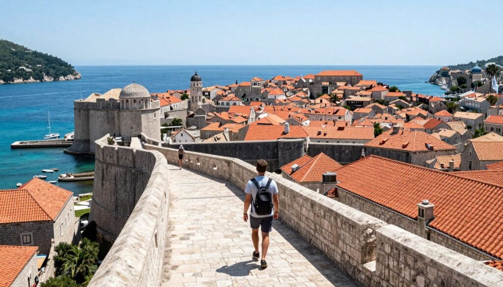 Dubrovnik old town walls and Adriatic Sea