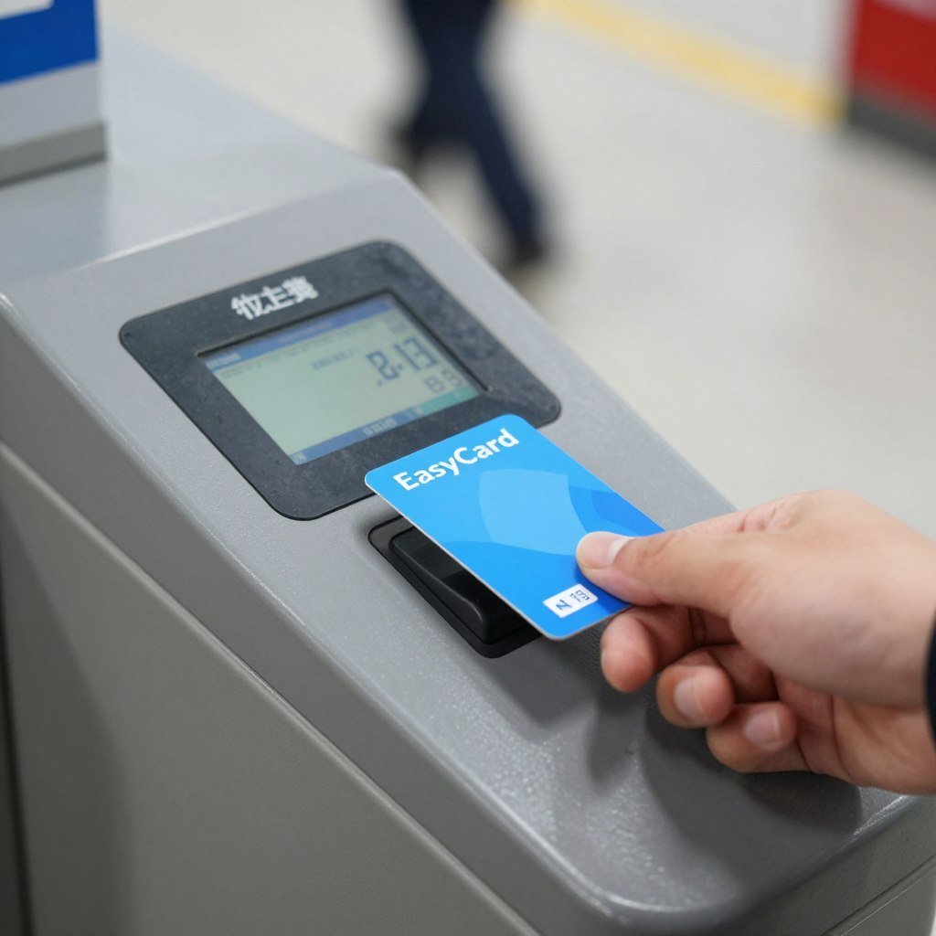 EasyCard being tapped on card reader at Taiwan railway station