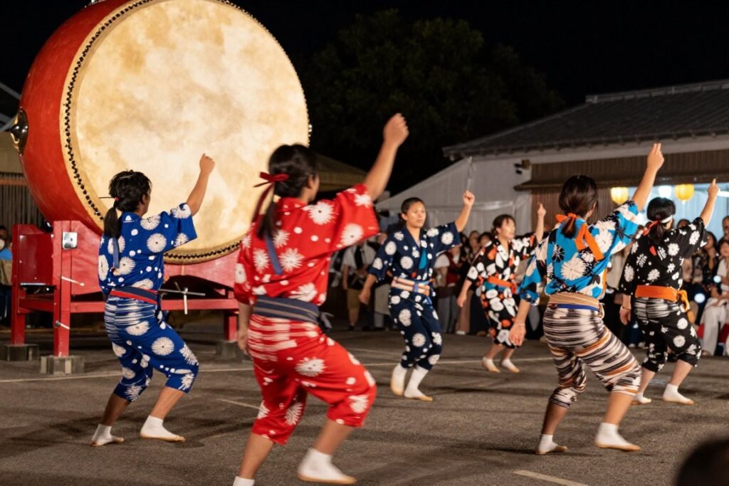 Eisa dancers performing traditional Okinawan dance Eisa dancers performing traditional Okinawan dance