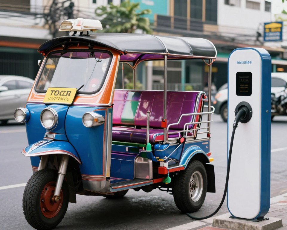 Electric tuk-tuk Bangkok sustainable transportation eco-friendly travel