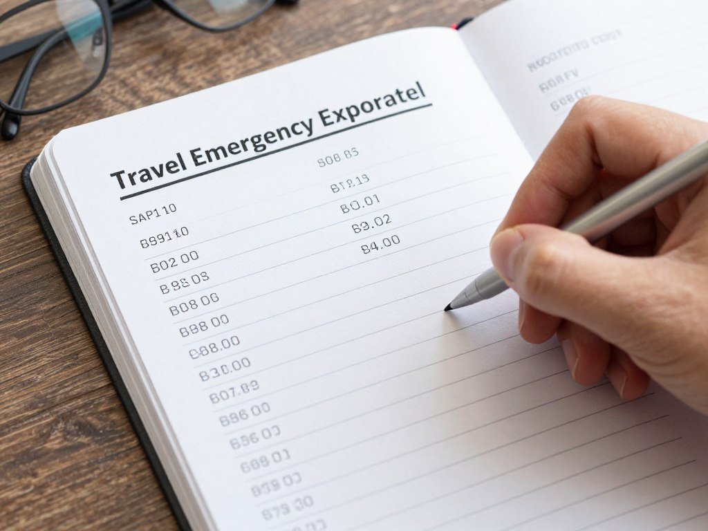 Emergency contact list written in notebook