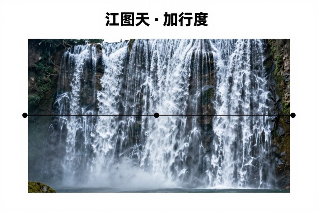 Example of rule of thirds composition at Bali waterfall