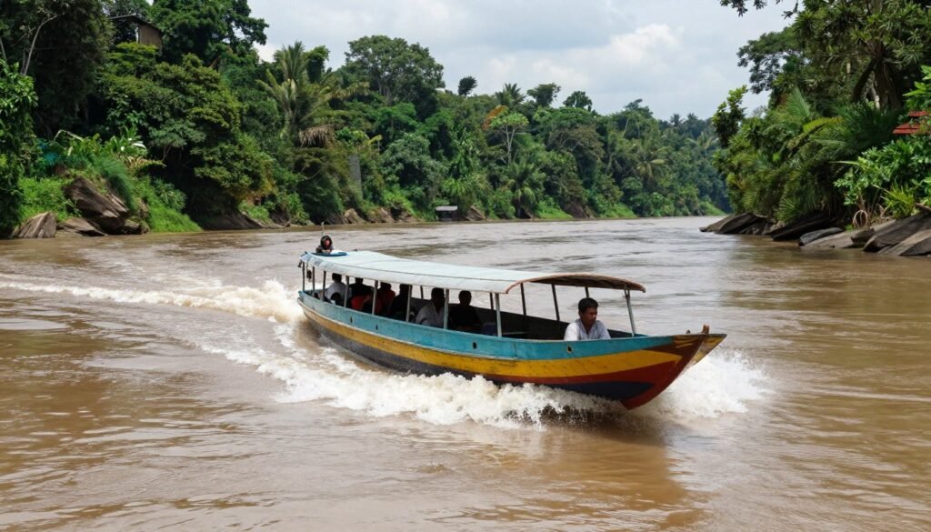 Express boat traveling up Rajang River