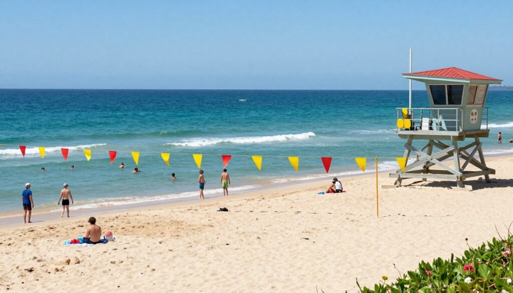 Families enjoying safe swimming at patrolled Gold Coast beach