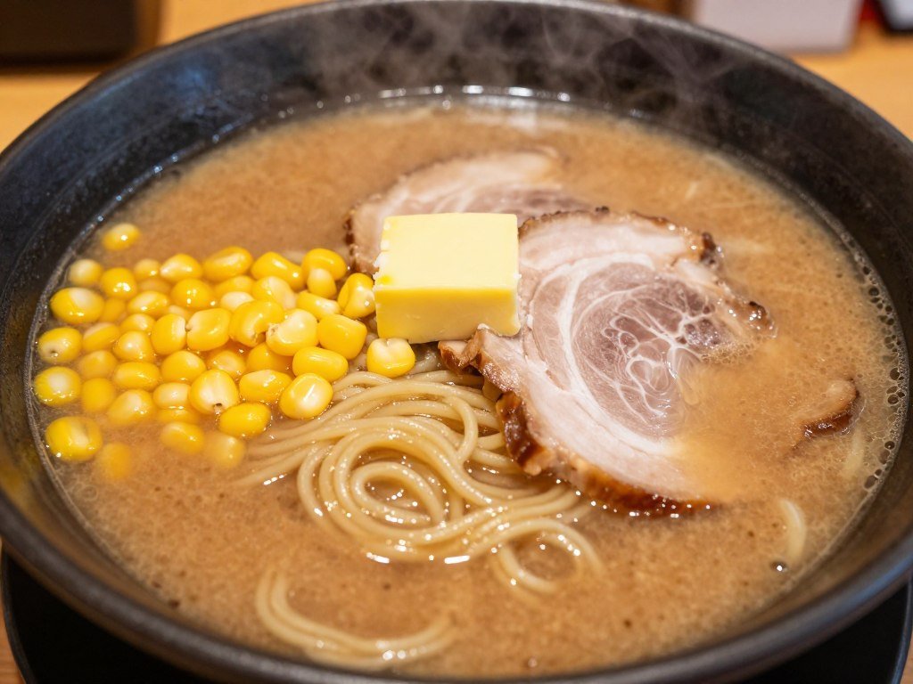 Famous Sapporo ramen bowl with miso broth