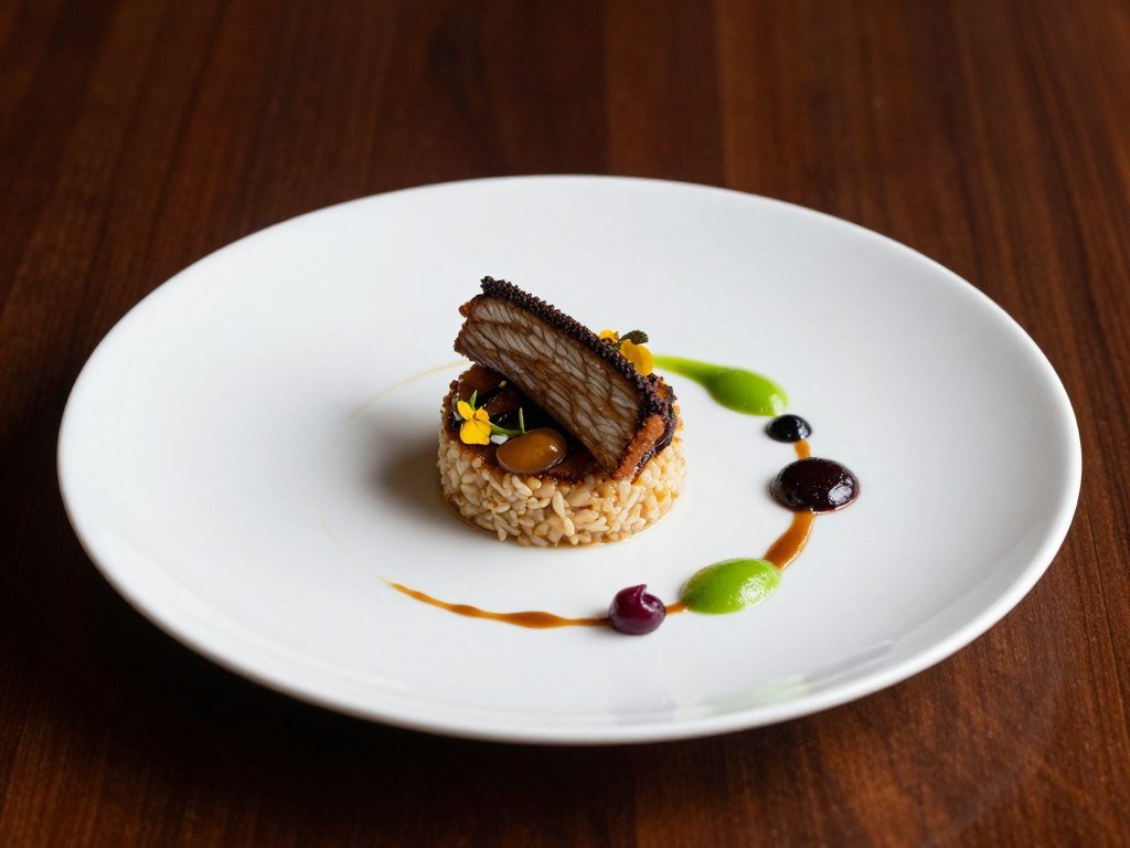 Fine dining plated dish at upscale Siem Reap restaurant