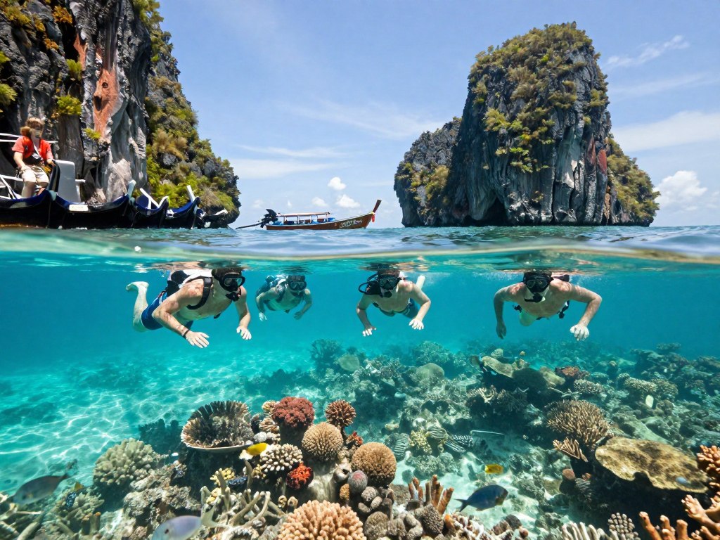 Four Islands tour with snorkeling and limestone scenery
