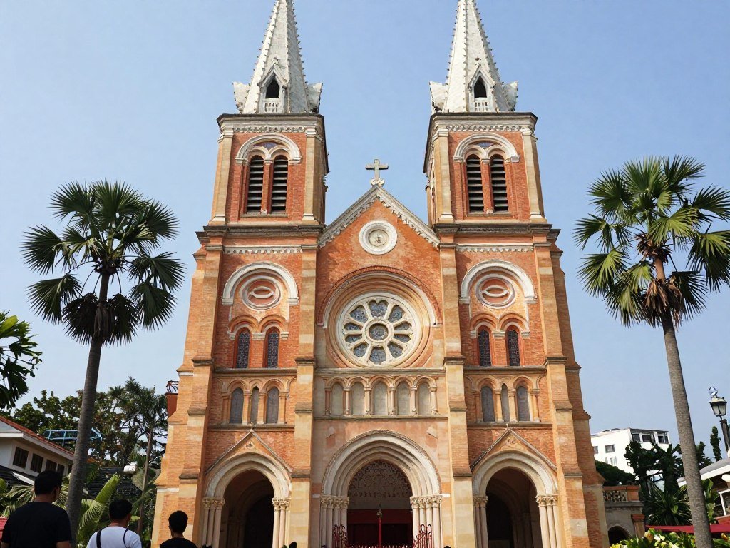 French colonial architecture in Ho Chi Minh City featuring Notre-Dame Cathedral French colonial architecture in Ho Chi Minh City featuring Notre-Dame Cathedral