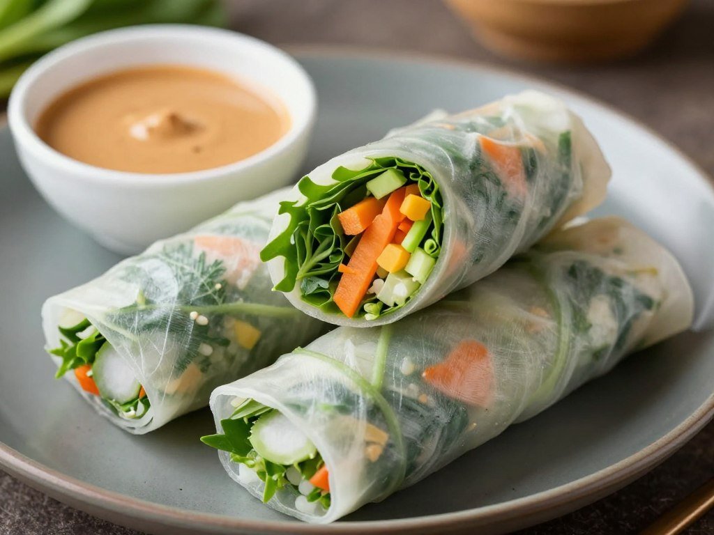 Fresh spring rolls with peanut sauce
