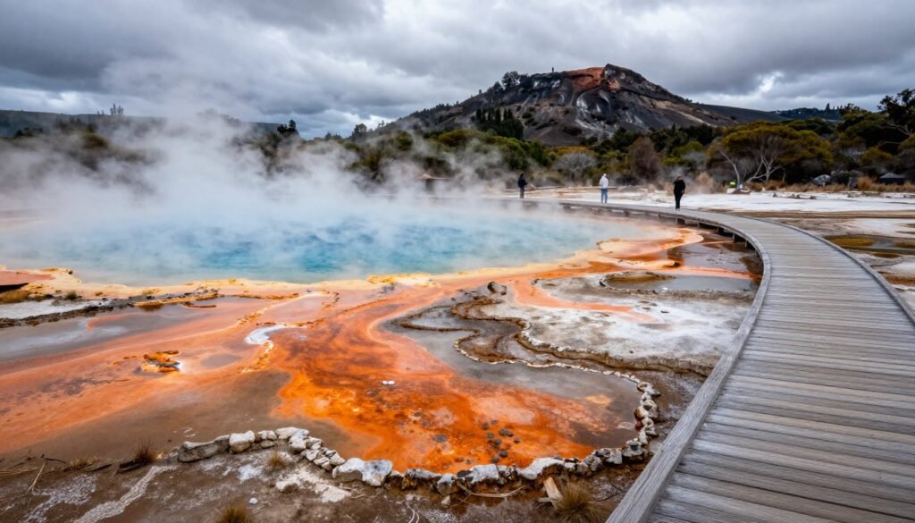 Geothermal pools and steam in Rotorua