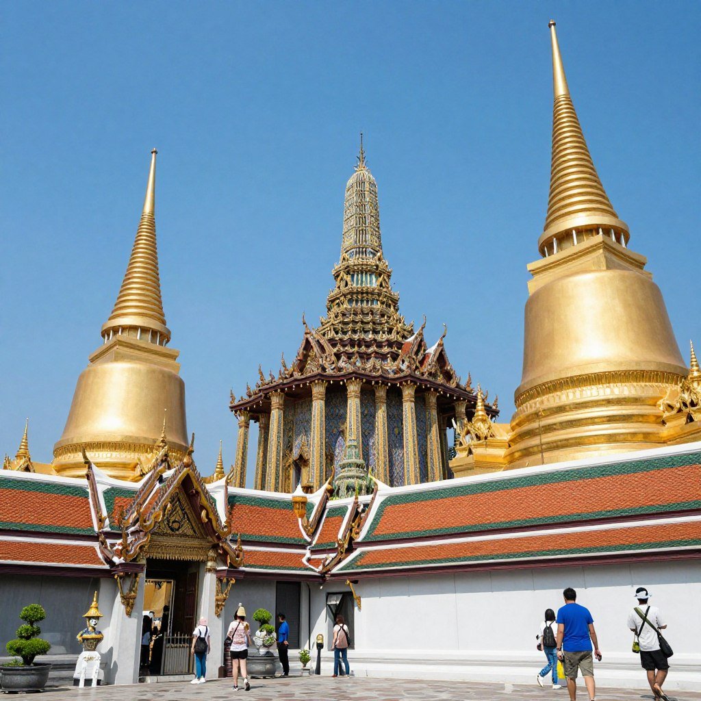 Grand Palace Bangkok with golden stupas and traditional Thai architecture
