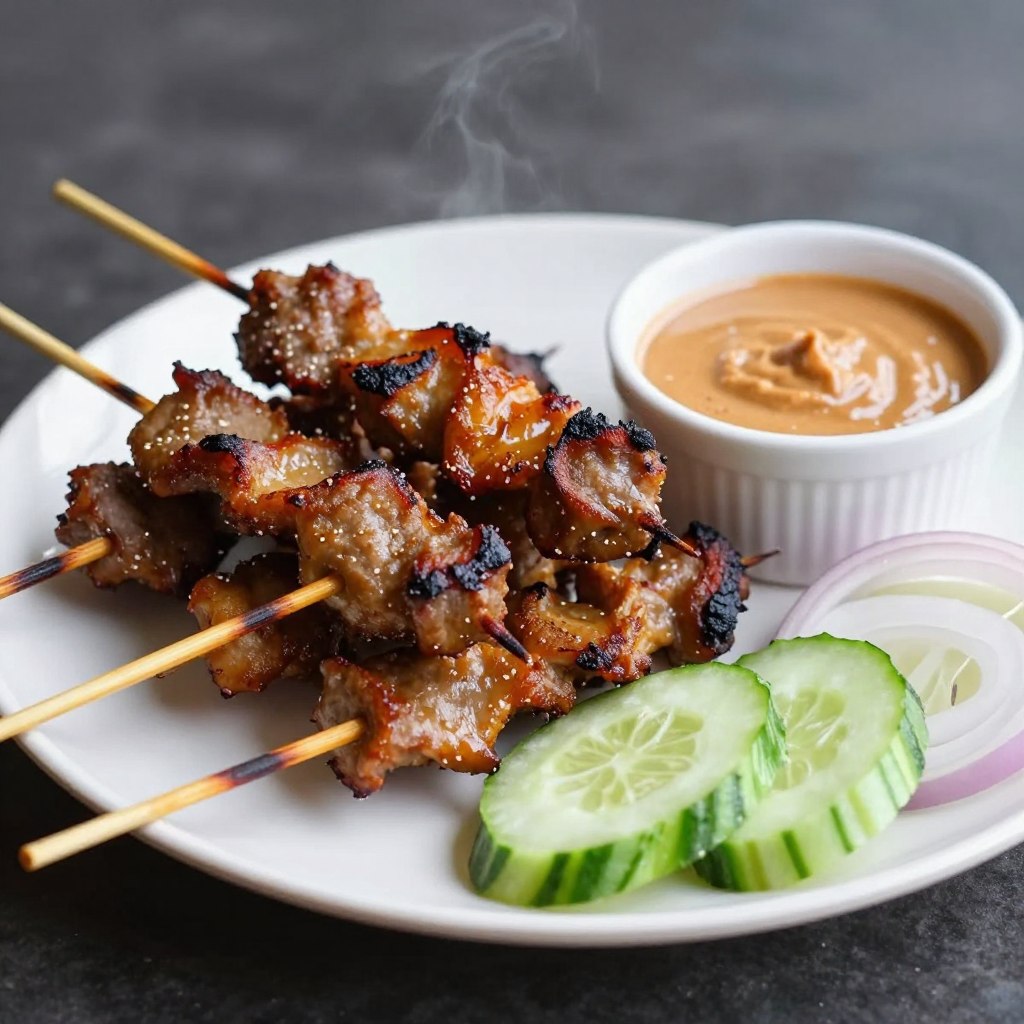Grilled satay skewers with peanut sauce