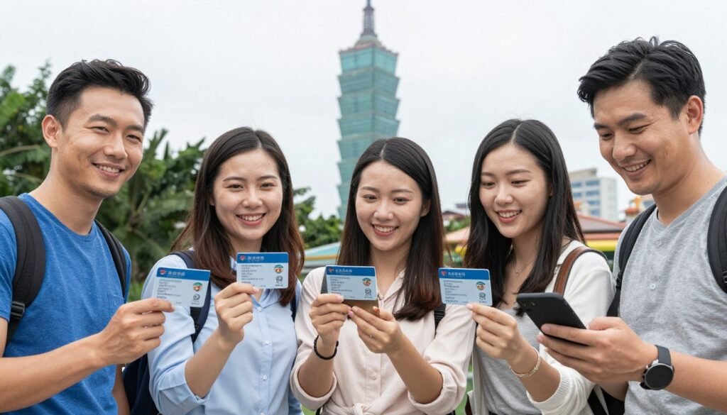 Happy travelers exploring Taiwan with transit passes