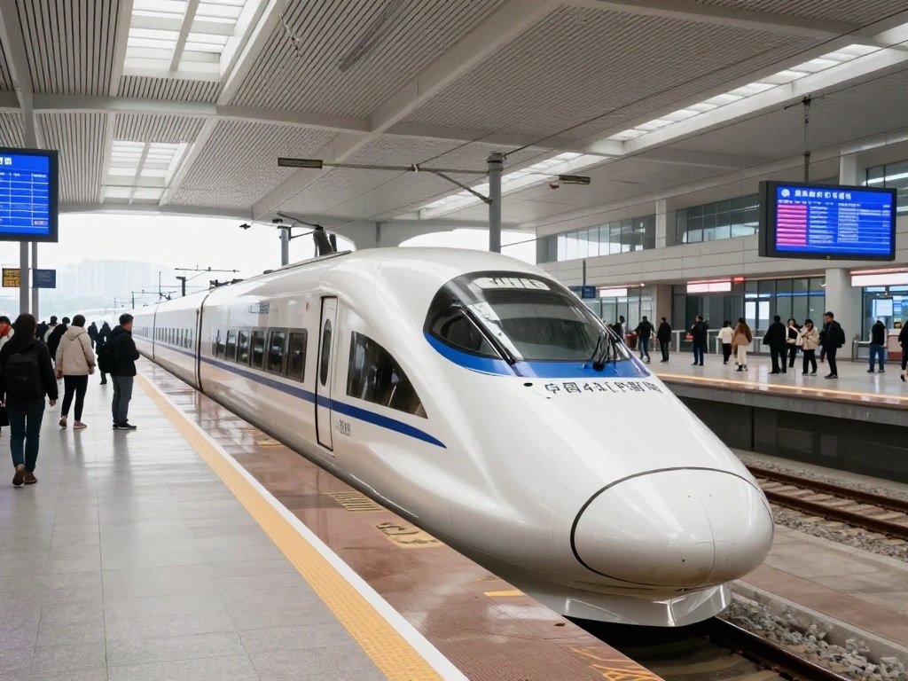 High-speed train arriving at Chongqing station platform