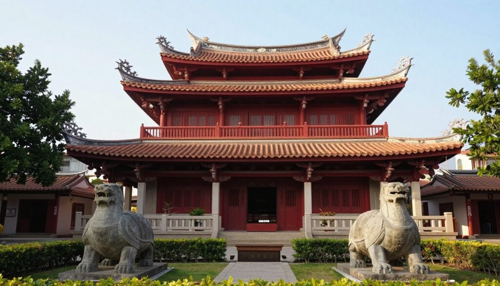 Historic Chihkan Tower in Tainan with traditional Chinese architecture
