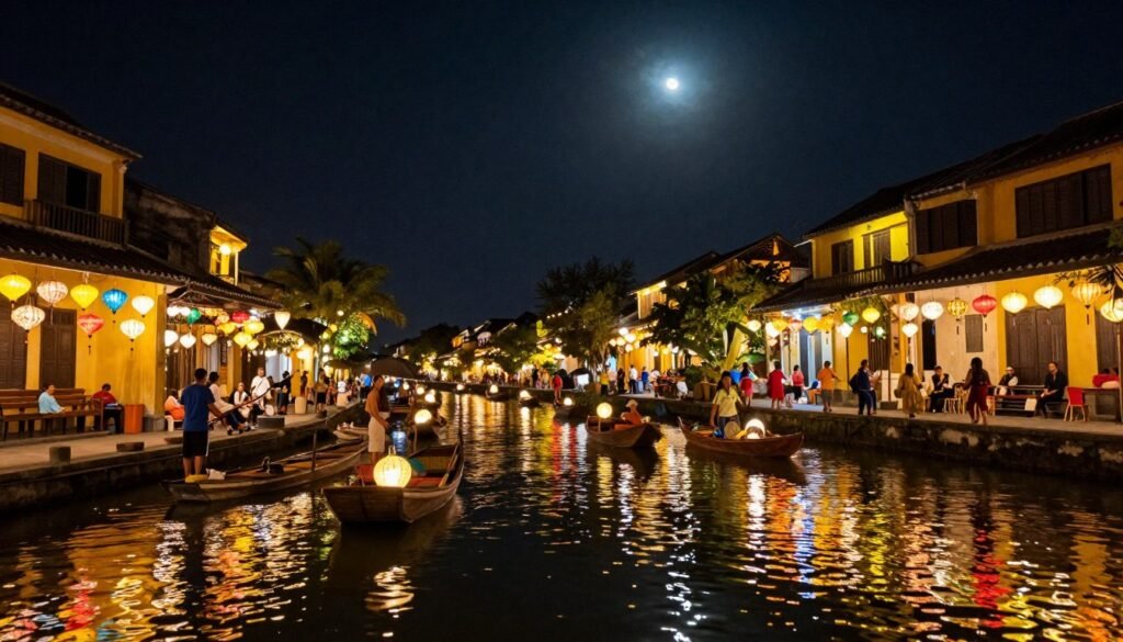 Hoi An Full Moon Lantern Festival with colorful lanterns at night