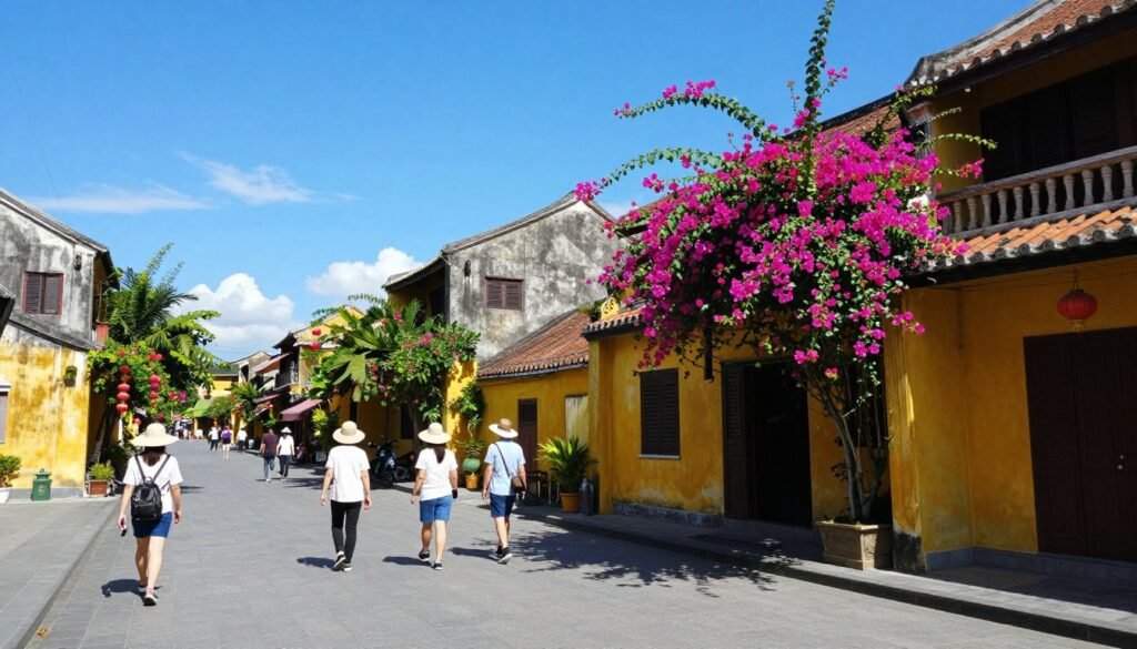 Hoi An ancient town during sunny day with blue sky