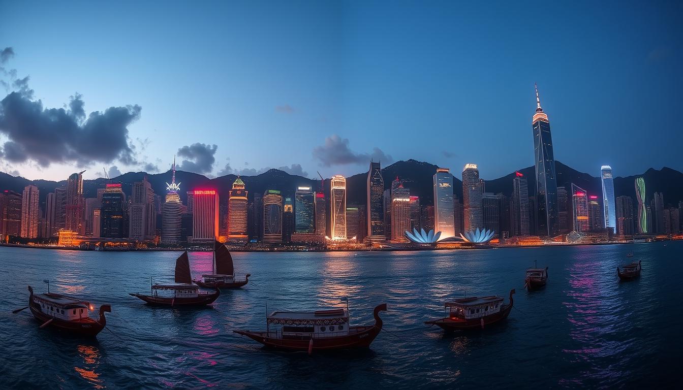Hong Kong skyline view showing the harbor and iconic buildings, a perfect introduction to any Hong Kong travel guide