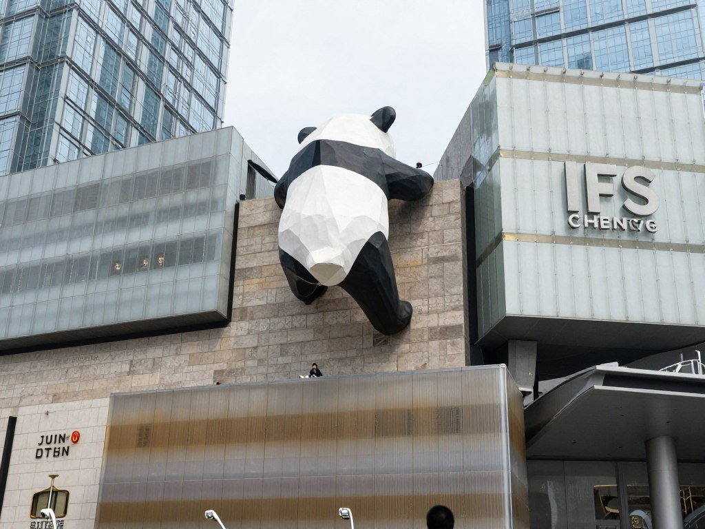 IFS Shopping Center giant panda sculpture in Chunxi Road area
