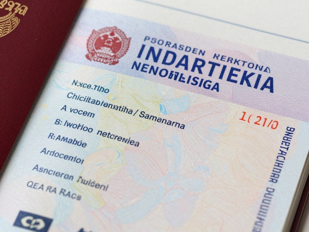Indonesian visa stamp in passport