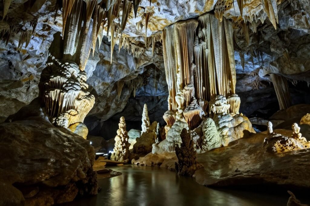 Inside Clearwater Cave showing limestone formations