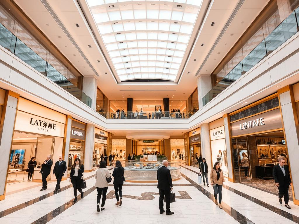 Interior of IFC Mall in Hong Kong showing luxury stores, included in a Hong Kong travel guide