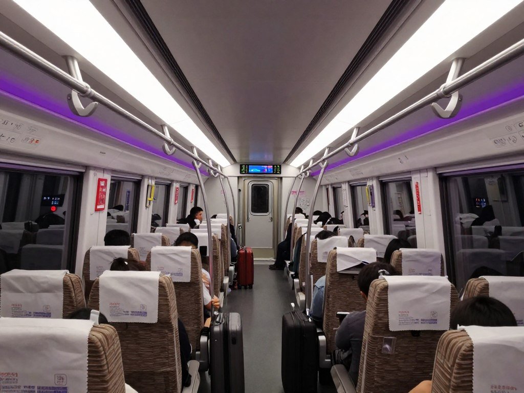 Interior of Taoyuan Airport MRT Express showing luggage areas
