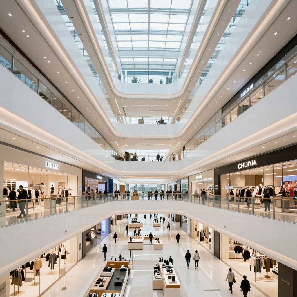 Interior of modern shopping mall on Chunxi Road