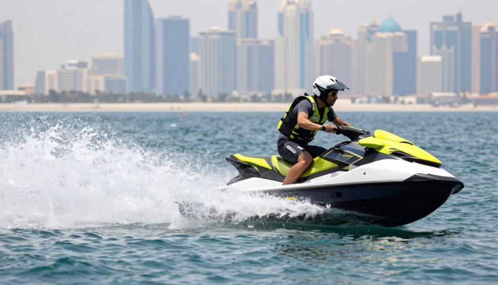 Jet skiing and water sports along Dubai coastline Jet skiing and water sports along Dubai coastline