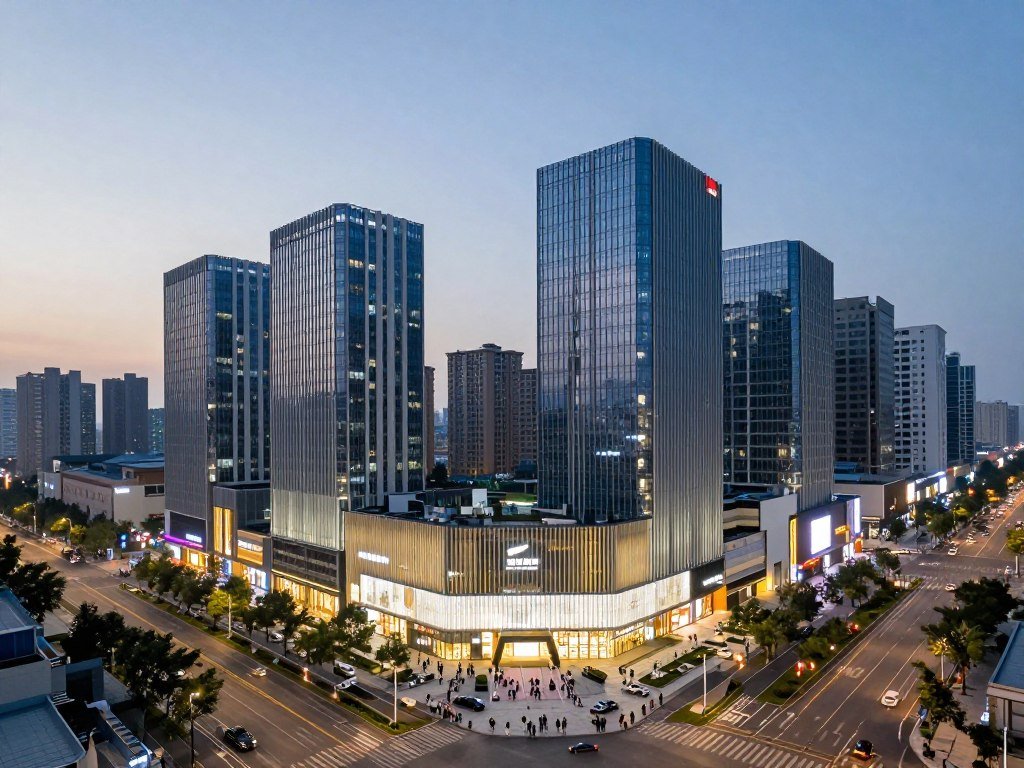 Jiangbei district modern development with shopping centers and business hotels