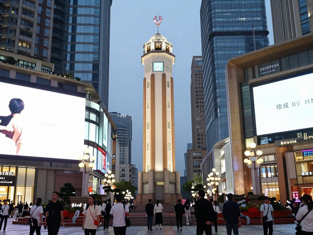 Jiefangbei Liberation Monument surrounded by modern shopping district