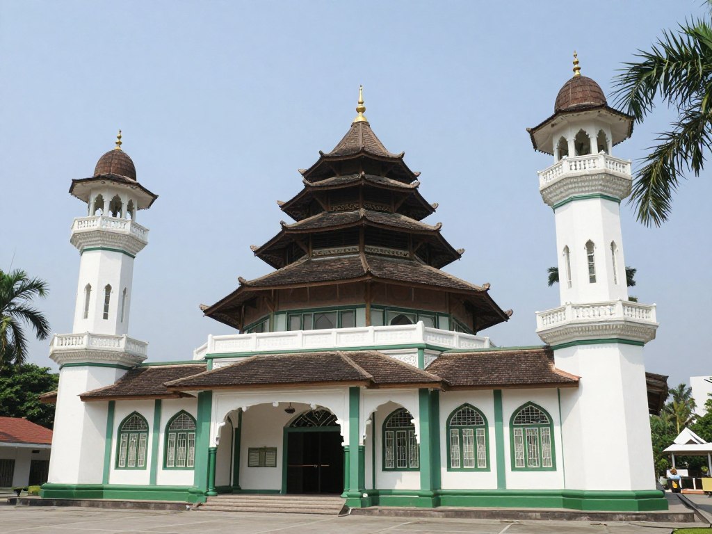 Kampung Kling Mosque with distinctive tiered roof and Sumatran architecture
