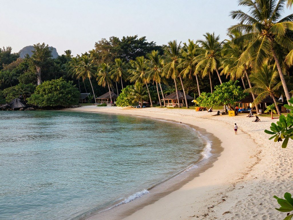 Kantiang Bay Koh Lanta with palm trees and calm turquoise water Kantiang Bay Koh Lanta with palm trees and calm turquoise water