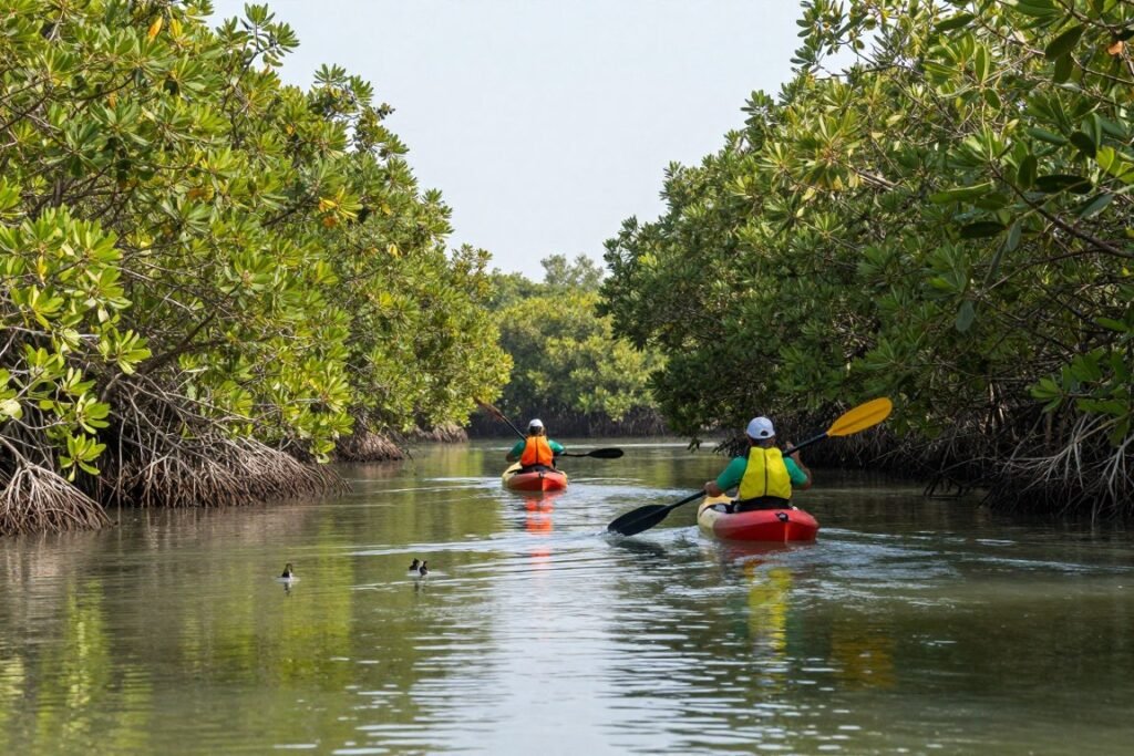 Kayaking through Abu Dhabi mangrove forests Kayaking through Abu Dhabi mangrove forests