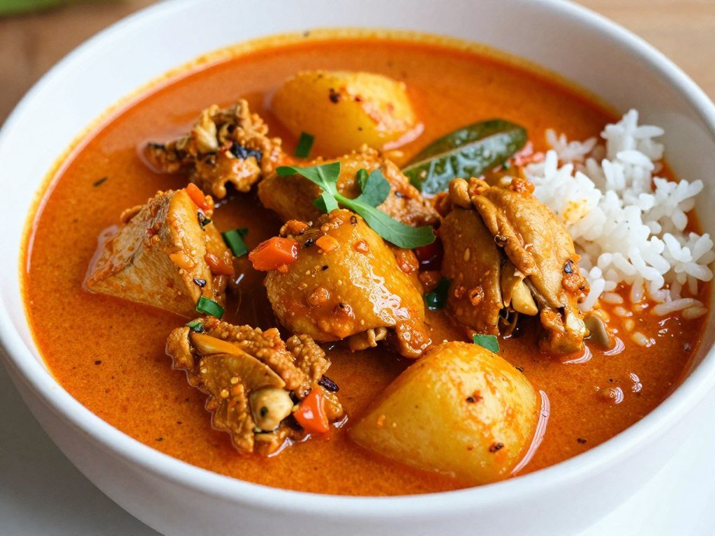 Khmer red curry with chicken and vegetables