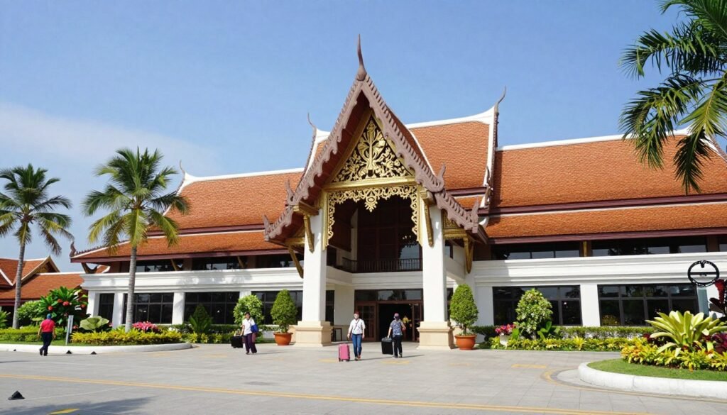 Koh Samui Airport terminal with traditional Thai architecture