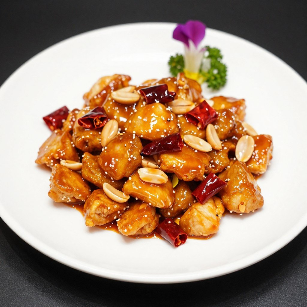Kung Pao chicken with peanuts and dried chilies