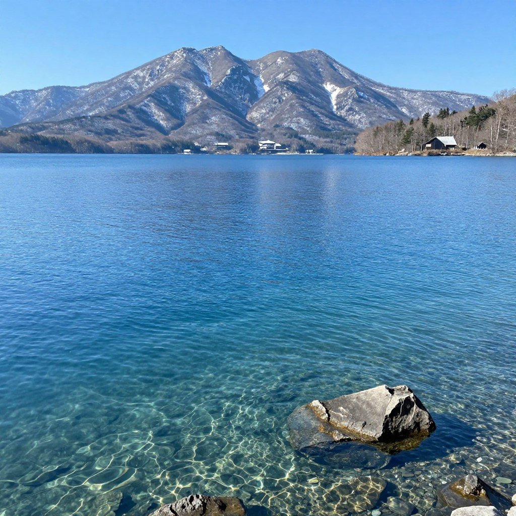 Lake Shikotsu with crystal clear blue water