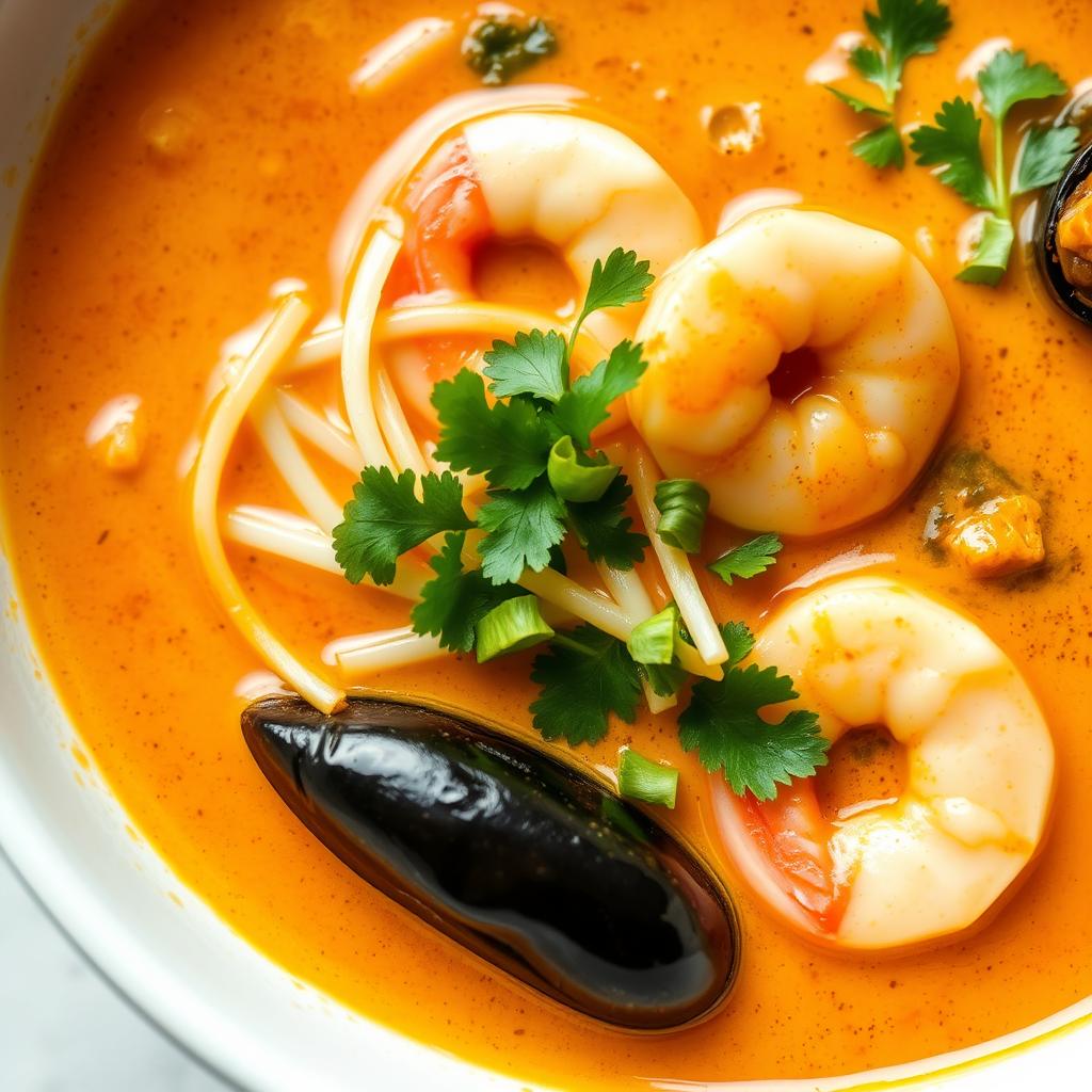 Laksa, a popular Singaporean noodle soup featured in Singapore travel guide