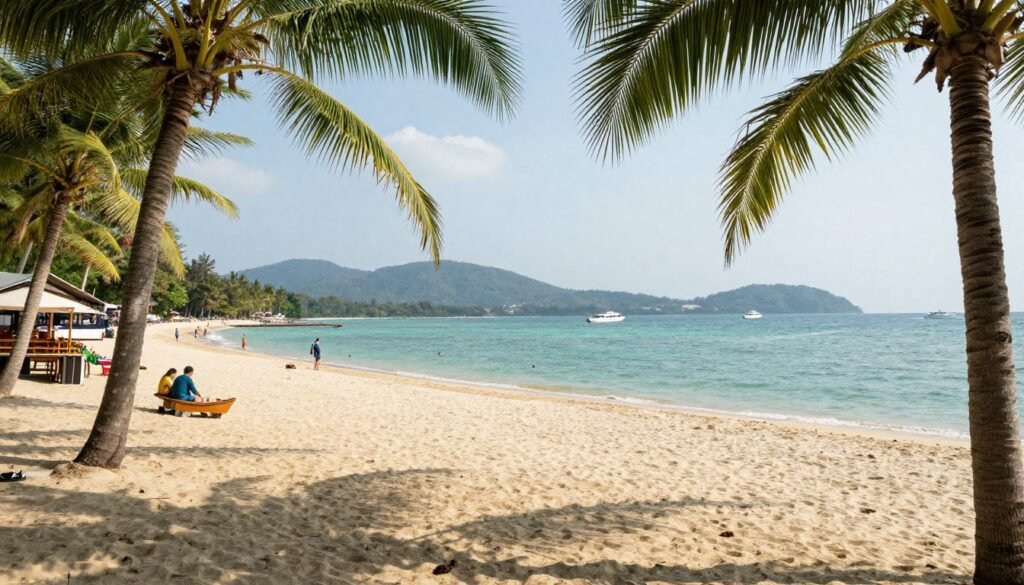 Lamai Beach Koh Samui with palm trees and clear waters