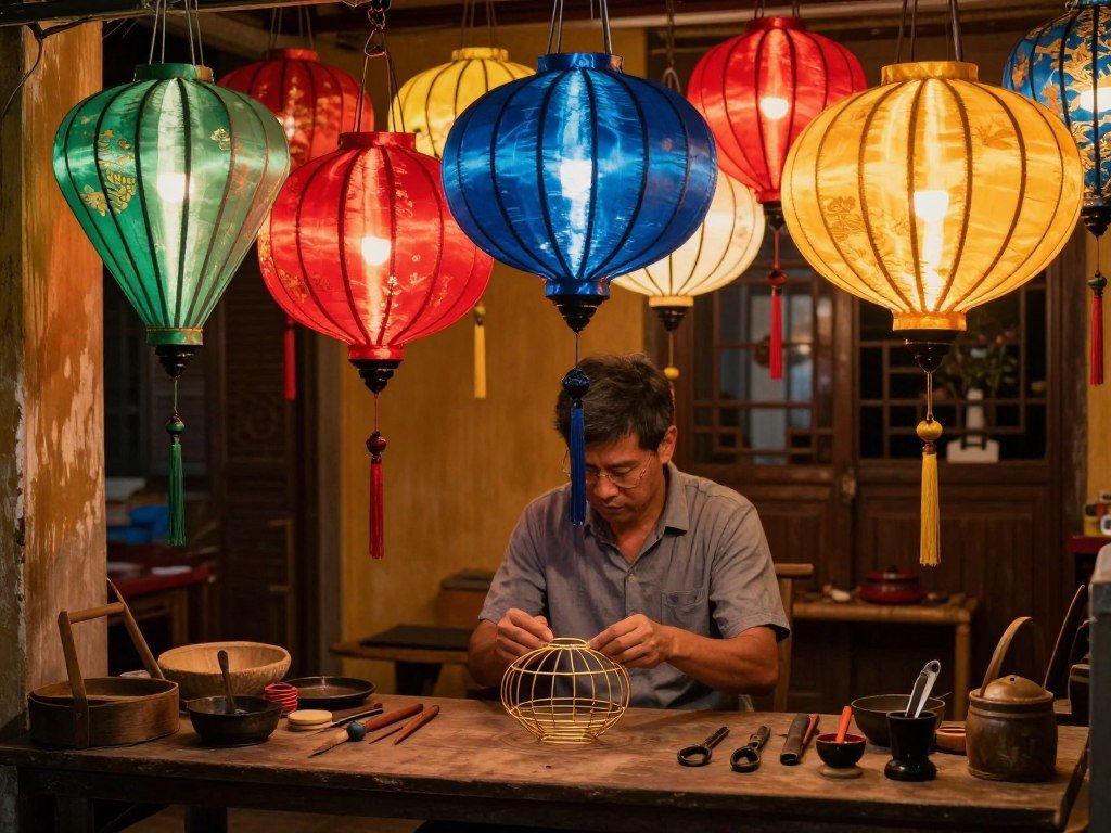 Lantern making workshop in Hoi An ancient town