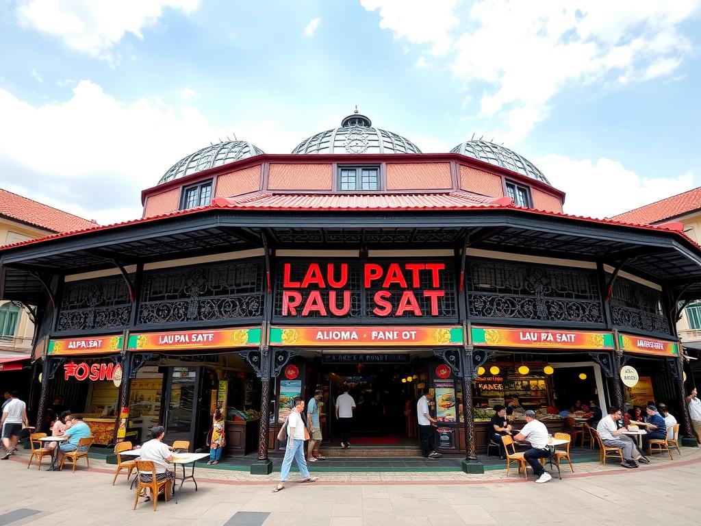 Lau Pa Sat, a historic hawker center featured in Singapore travel guide