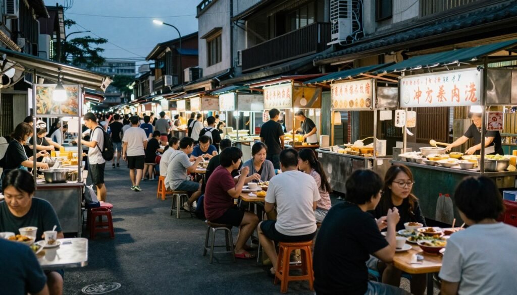 Less crowded night market showing authentic local atmosphere Less crowded night market showing authentic local atmosphere
