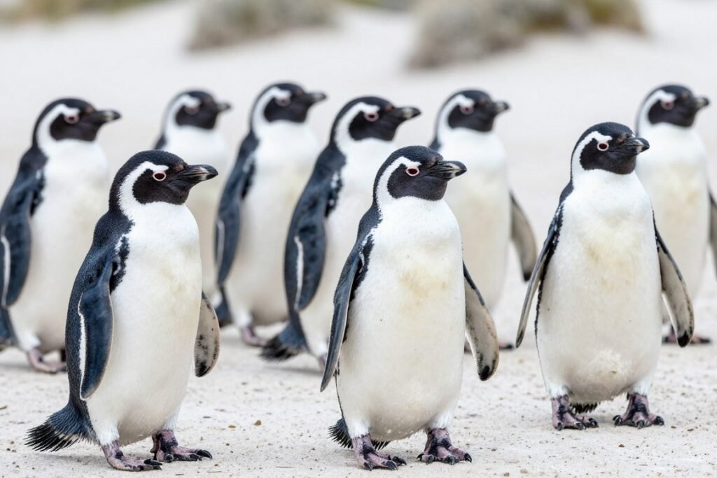 Little penguins on Penguin Island beach near Rockingham