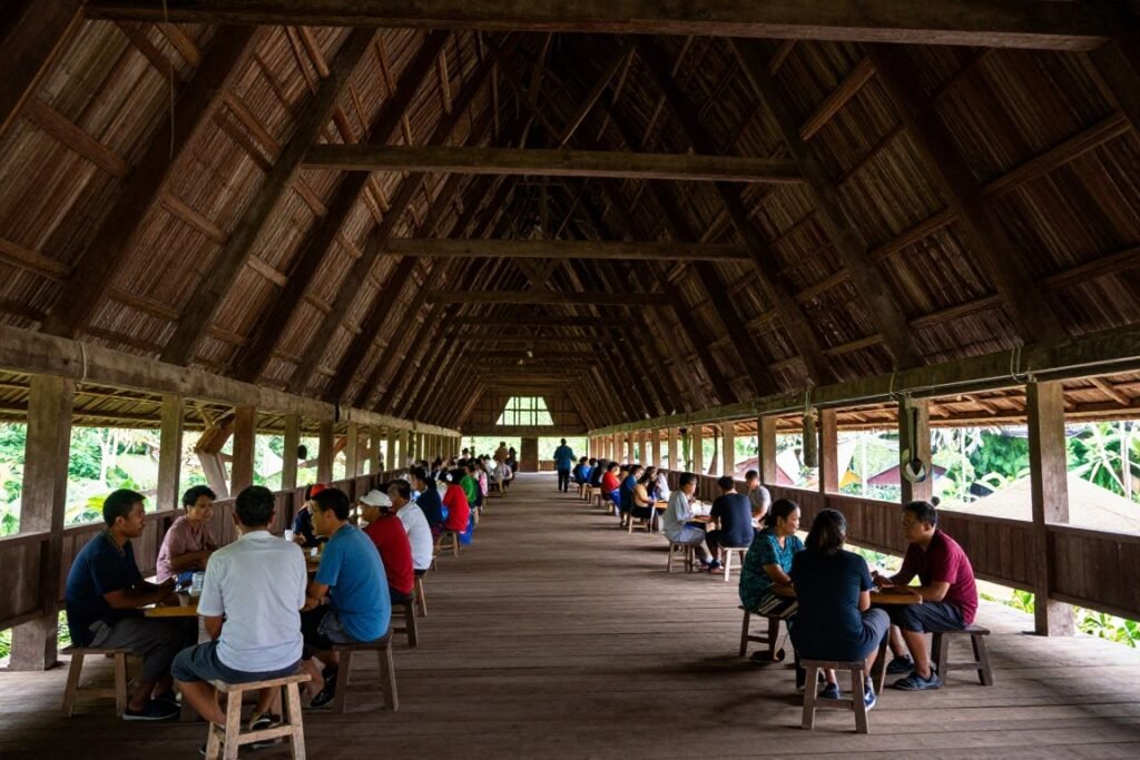 Long corridor inside traditional longhouse