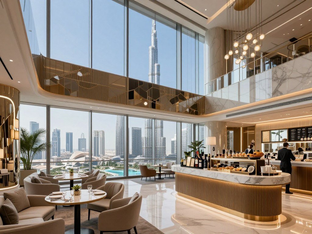 Luxury SKY lounge at Burj Khalifa highest observation deck Luxury SKY lounge at Burj Khalifa highest observation deck