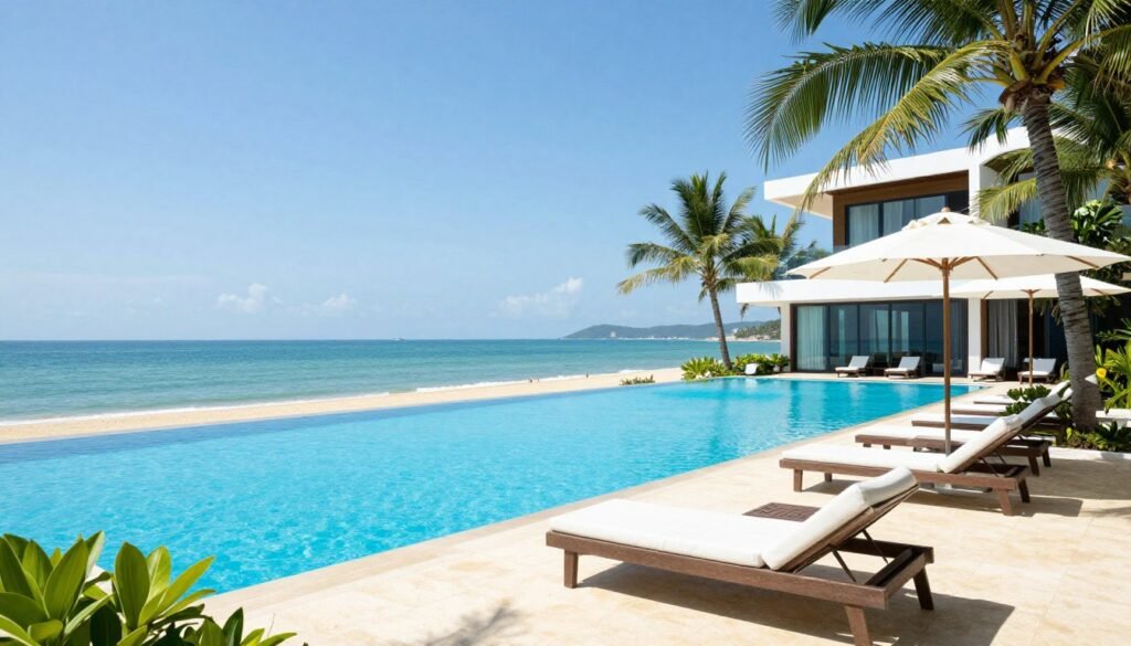 Luxury beachfront resort in Mui Ne with infinity pool overlooking ocean